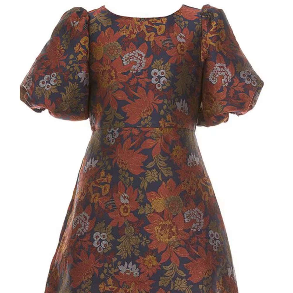 GB Social Girls Quarter-Sleeve Floral Jacquard Dress